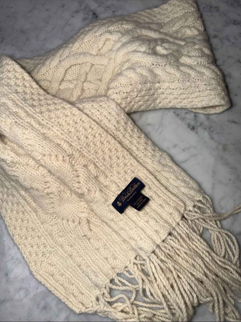 Brooks Brothers Handknit Scarf cream